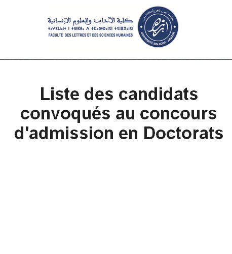 Liste des candidats convoqués au concours d’admission en Doctorat
