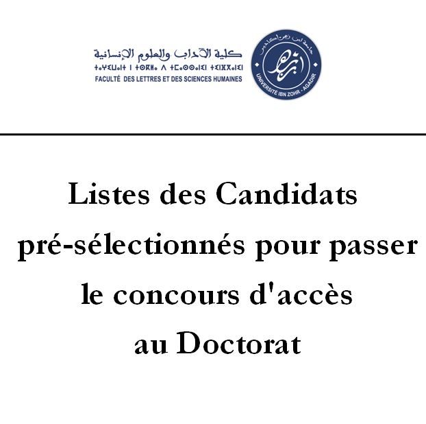 Listes des Candidats pré-sélectionnés pour passer le concours d’accès au Doctorat